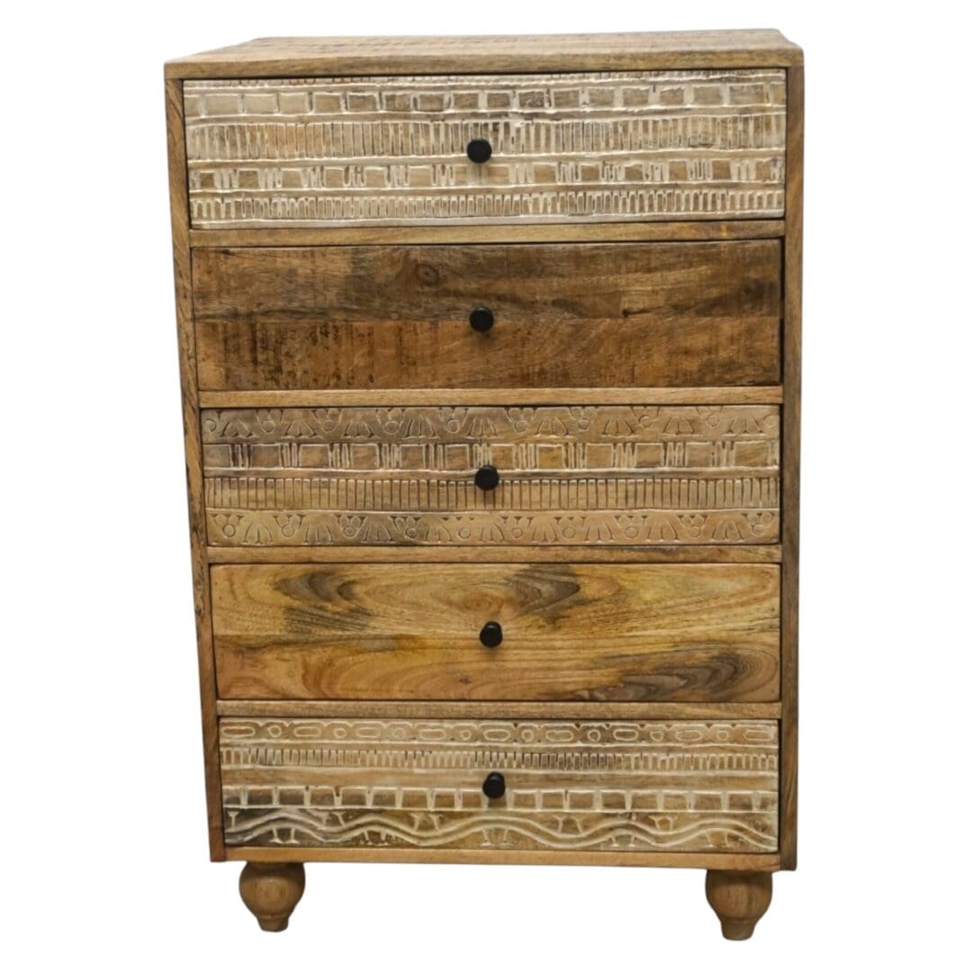 Rustic 5-Drawer Dresser Hand-carved image 1