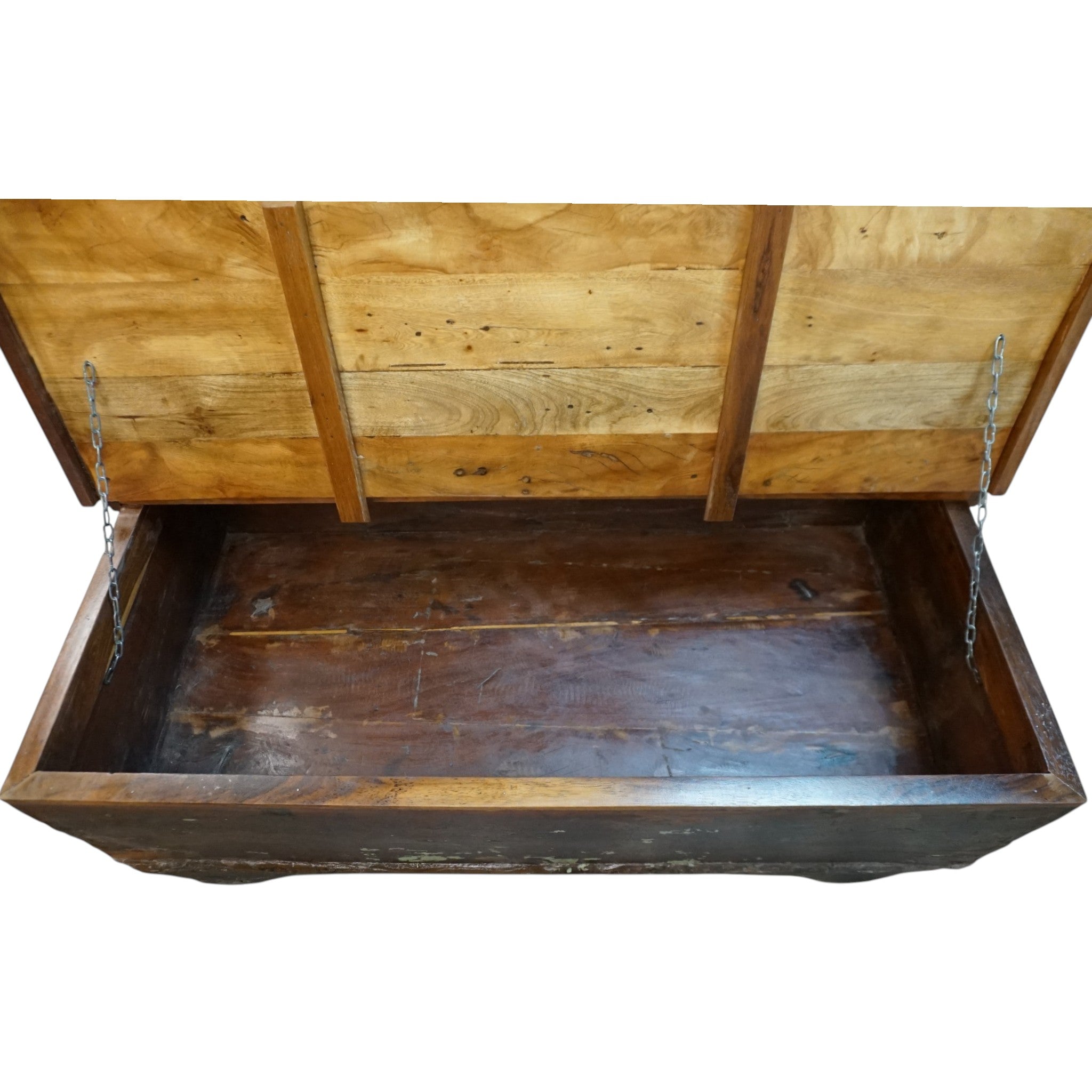 Handcrafted Large Reclaimed Wood Trunk Coffee Table | Storage & Wooden Wheels