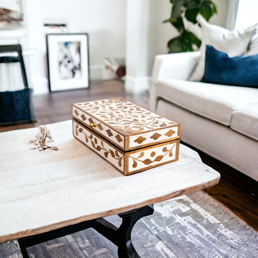 Rectangular Teak Inlay Box image 0