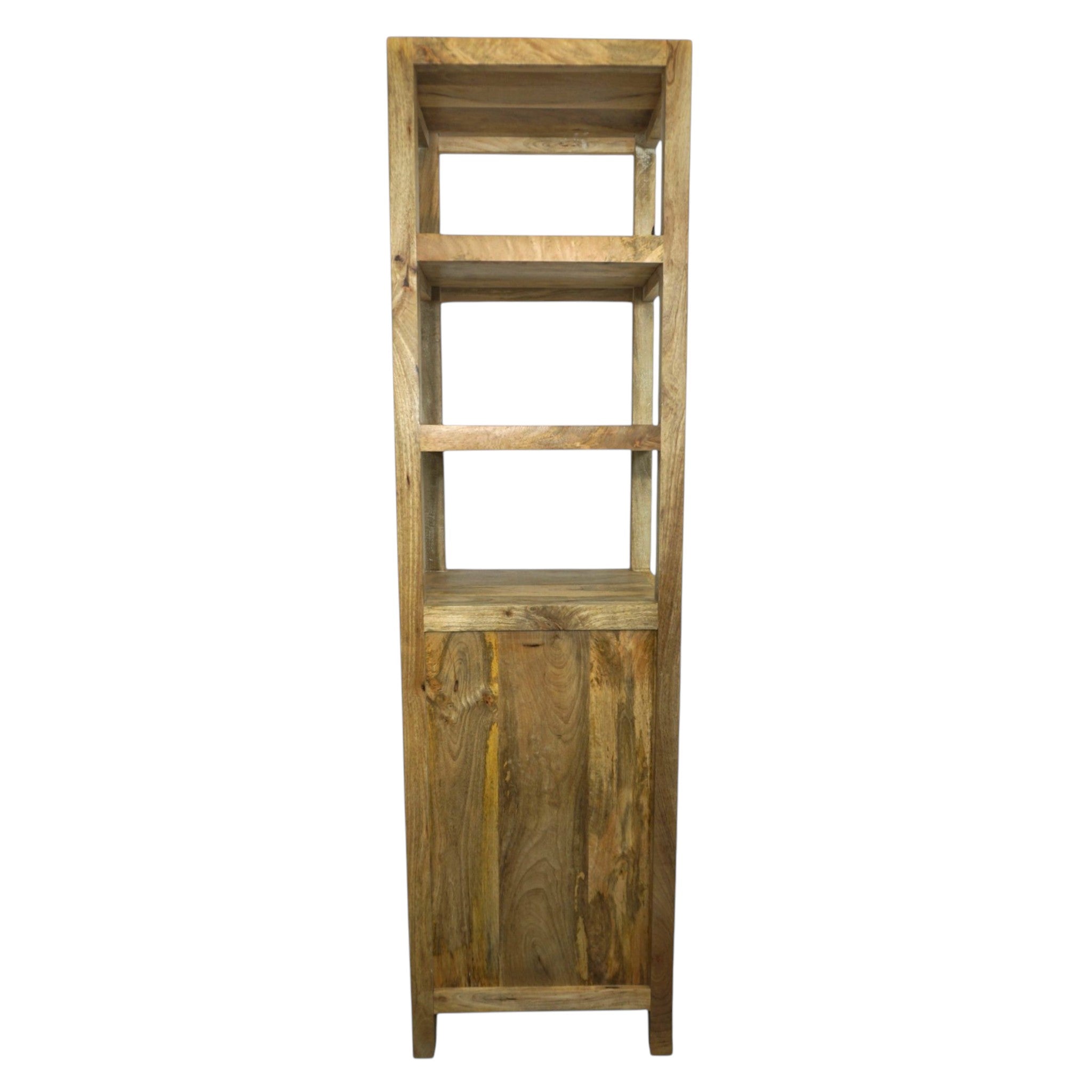 Handcrafted Mango Wood Linen Tower Cabinet | Hand-Carved Cutout Doors