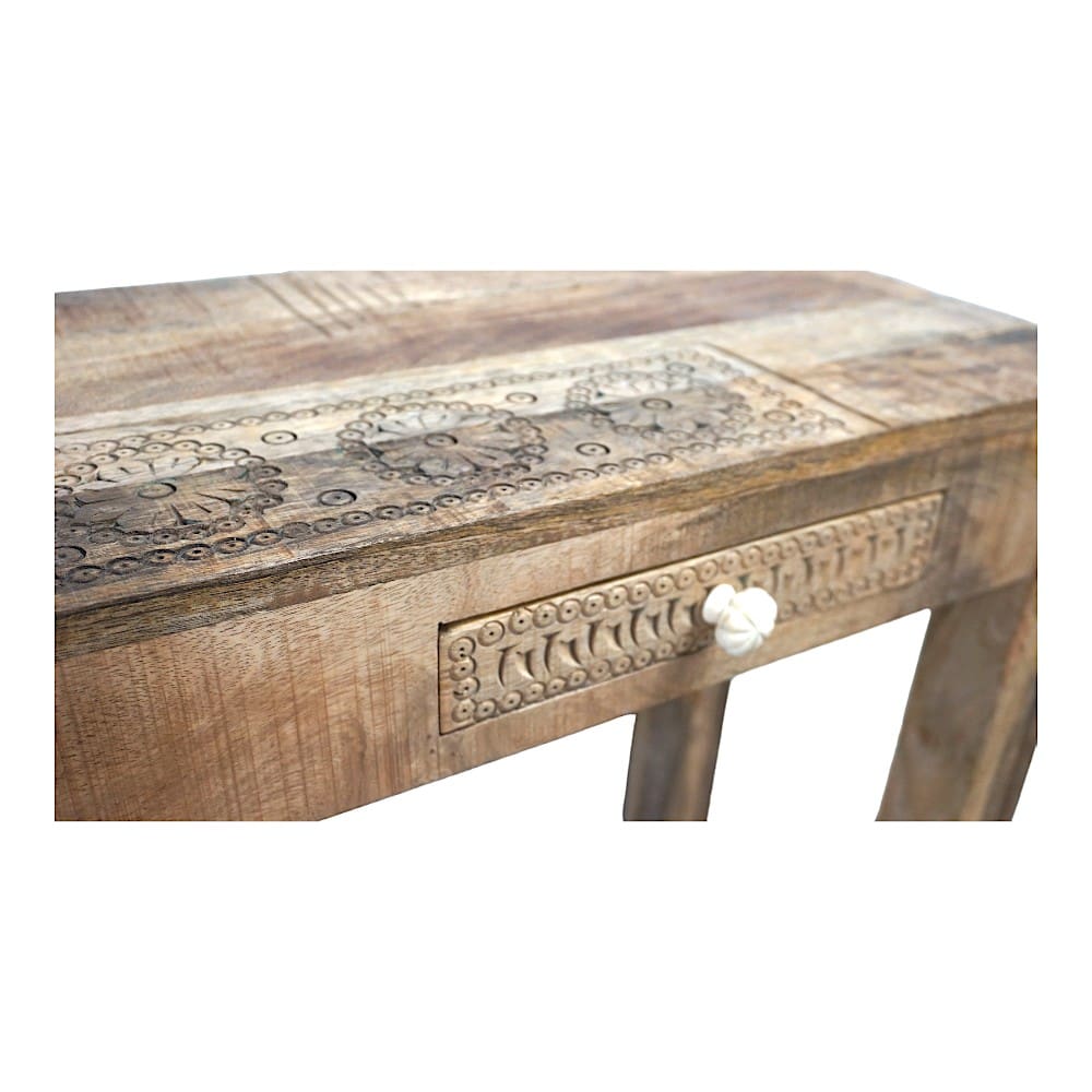 Console Table with Two Drawers Natural Wood image 6