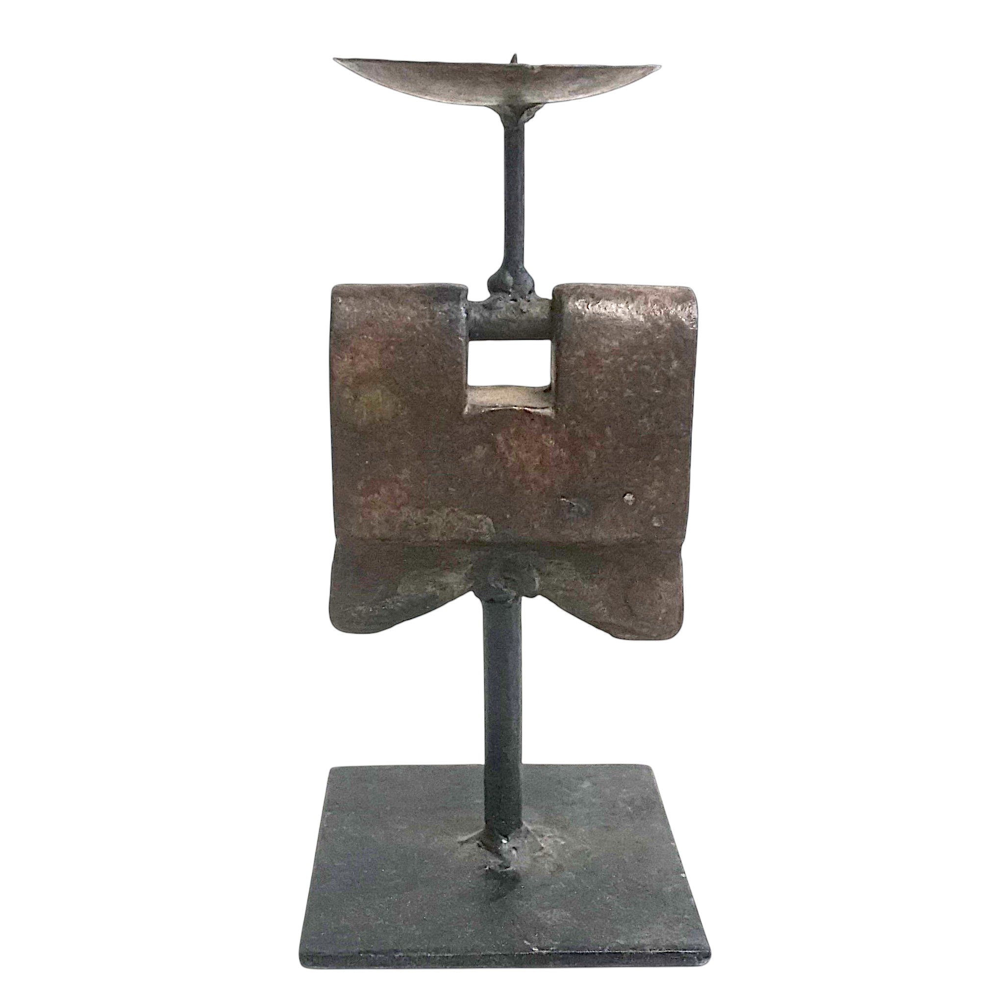 Reclaimed Vintage Lock Candlesticks | Rustic Metal Stand & Aged Patina