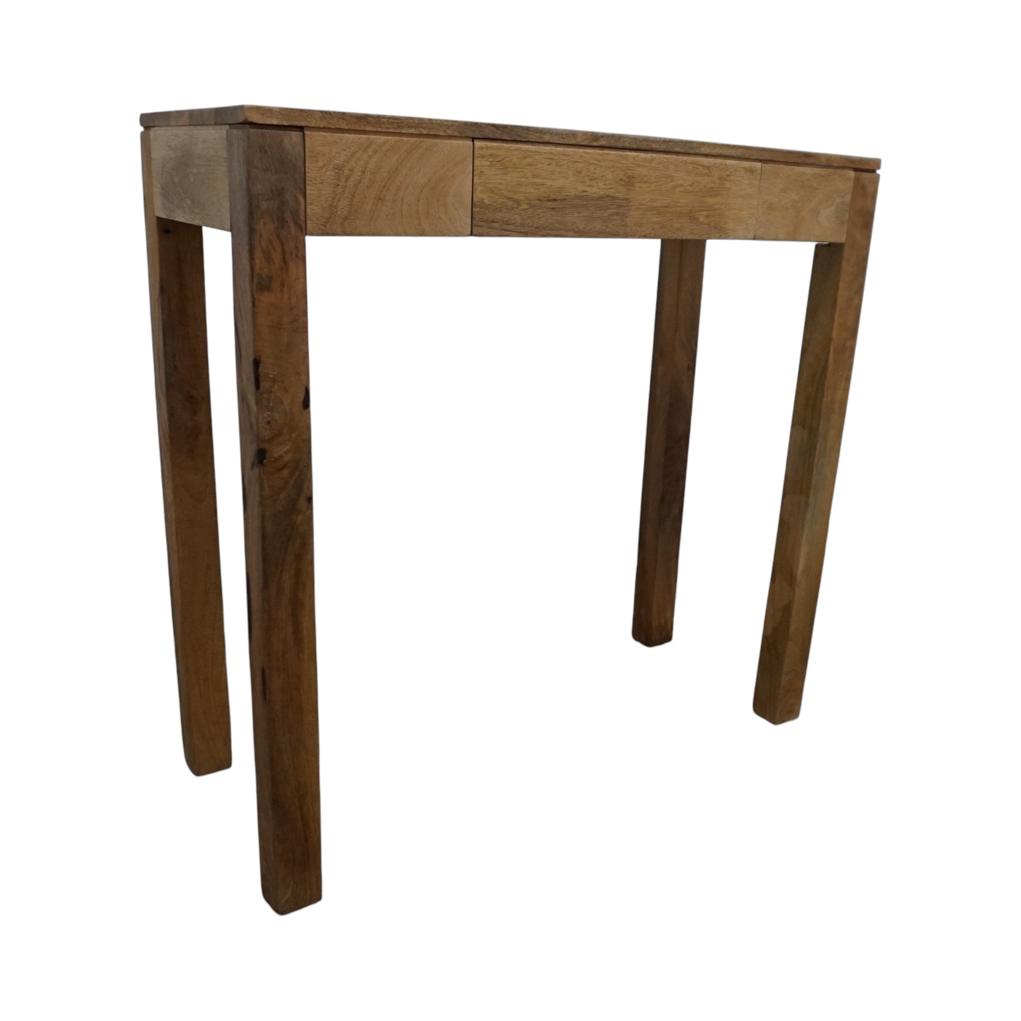 Solid Mango Wood Tall Console Table & Kitchen Island | Hidden Drawer & Natural Finish