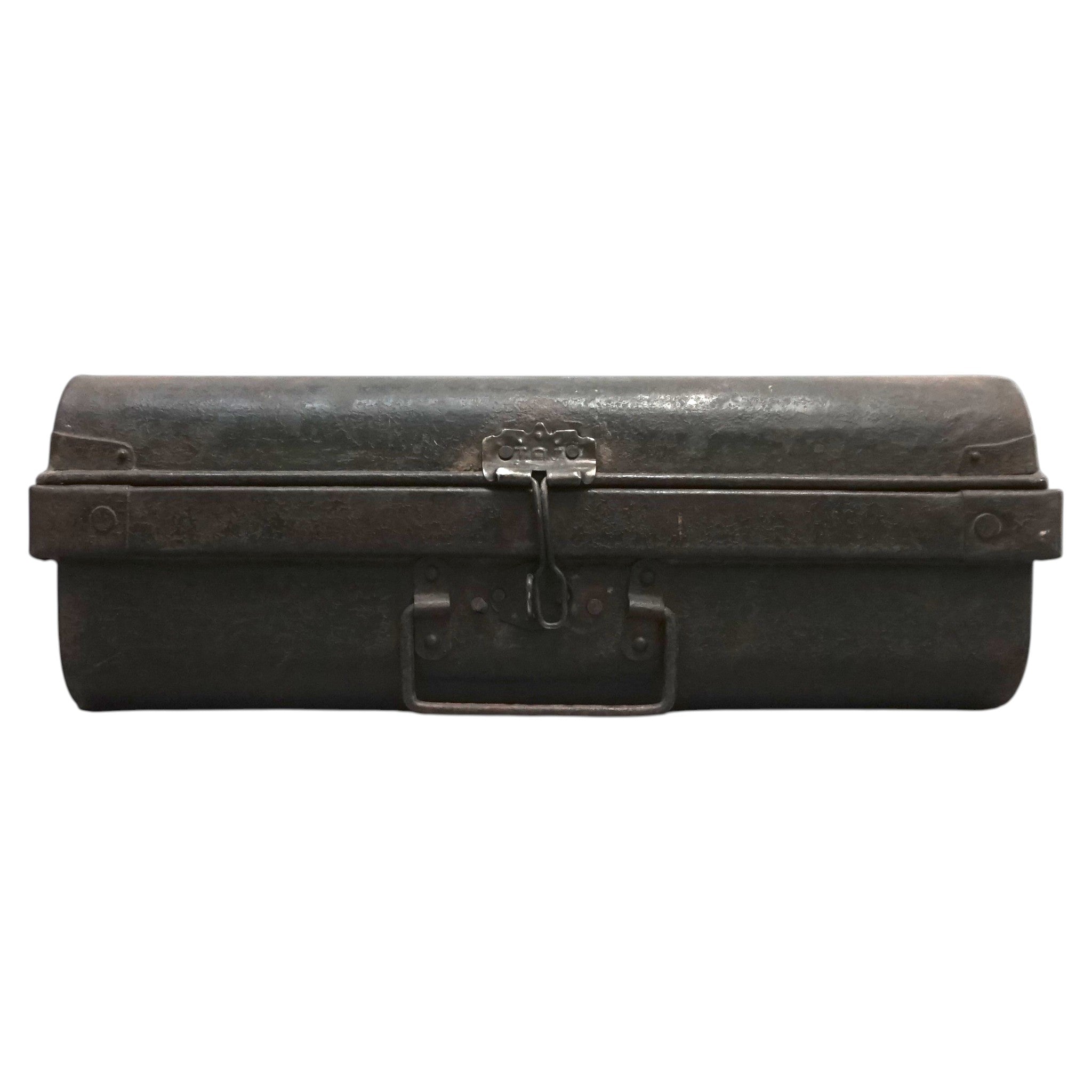 Vintage Brown Metal Travel Case | Early 20th Century Indian Railway Trunk