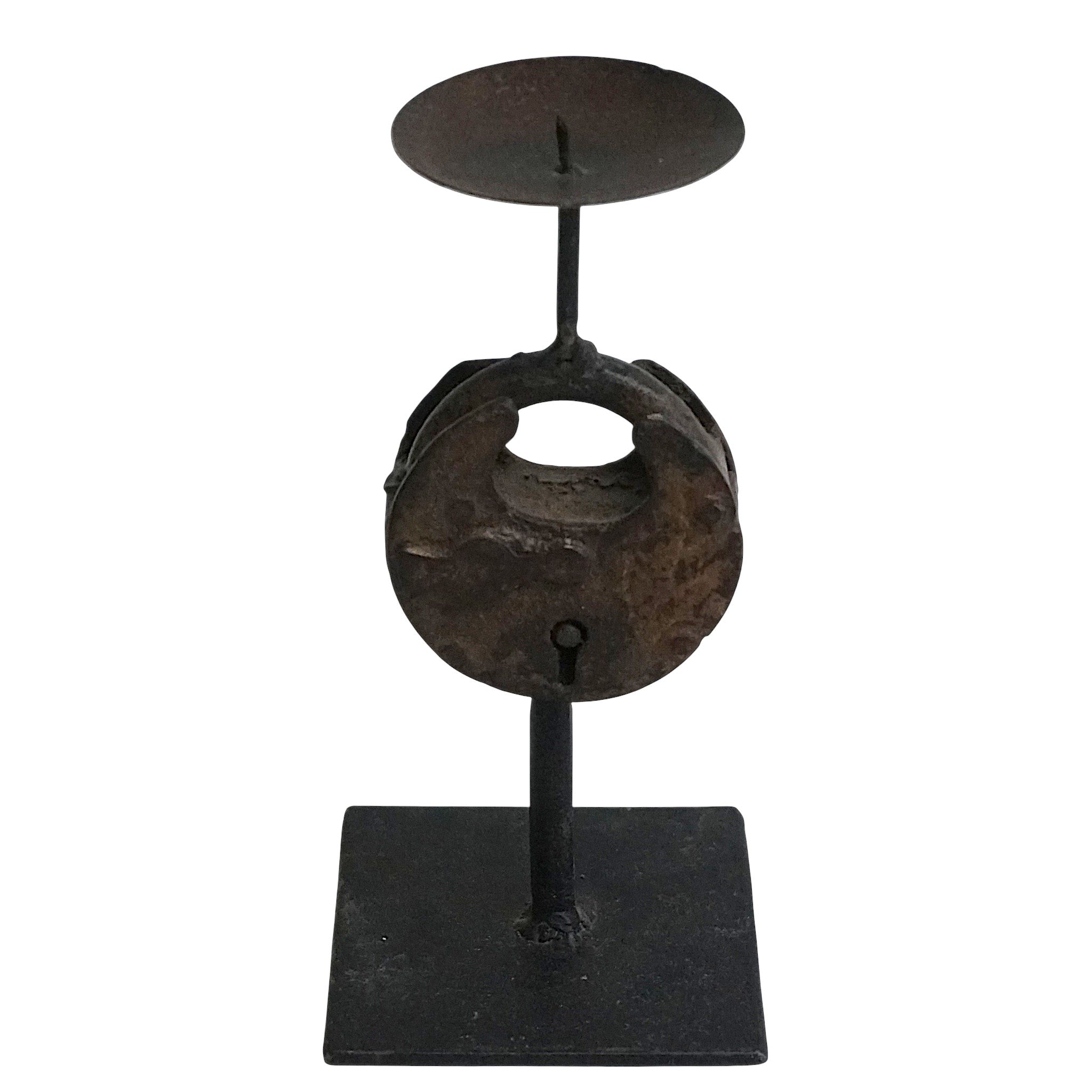 Reclaimed Vintage Lock Candlesticks | Rustic Metal Stand & Aged Patina