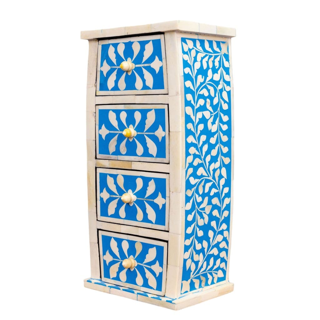 Curved Jewelry Caddy Blue and White Bone Inlay image 4