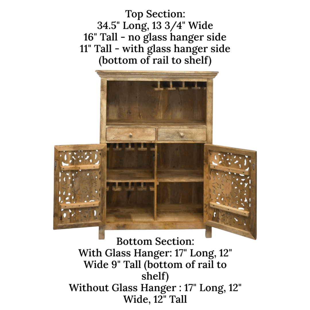Hand-carved Mango Wood Bar Cabinet image 12