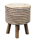 Hand-crafted Jute Stool Multiple Color Options - Natural/White image