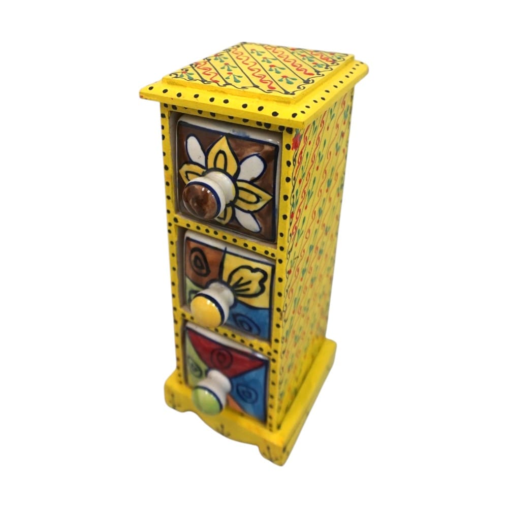 Hand-Painted Three Drawer Organizer Multicolor Ceramic image 4