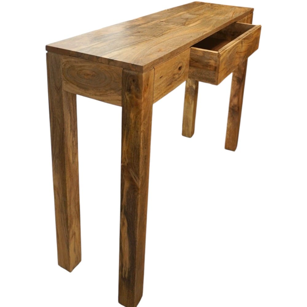 Mango Wood Console Table with Hidden Drawer Natural Wood image 2