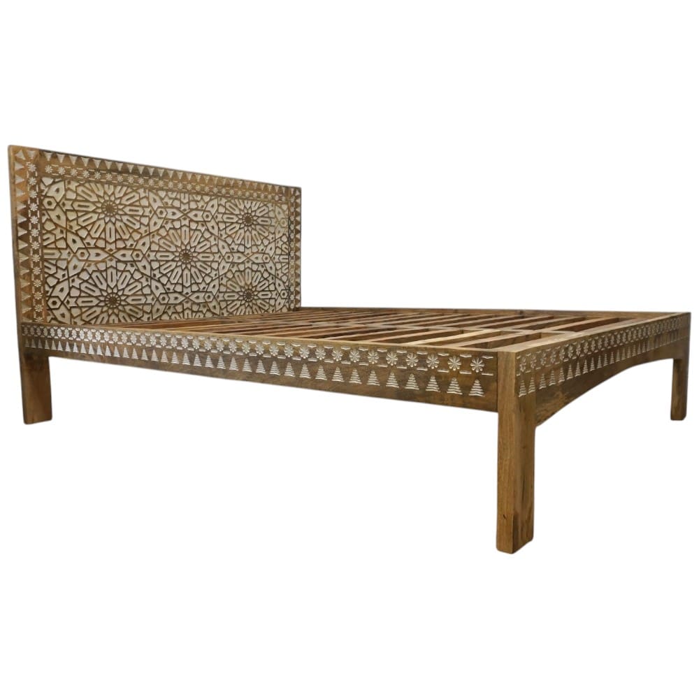 Hand-Carved King Bedframe image 4
