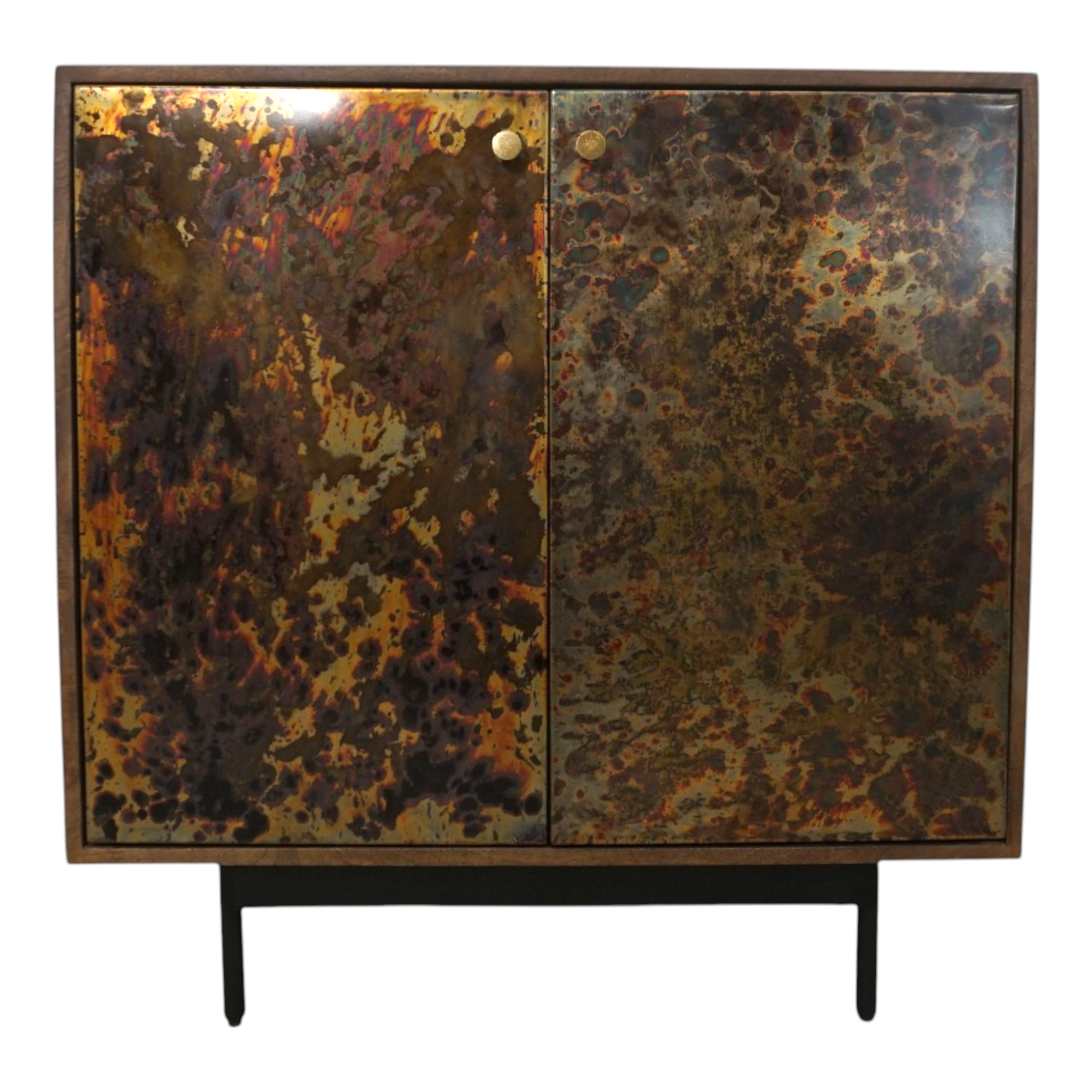 Handcrafted Mango Wood Cabinet | Patina Metal Doors – Modern Industrial Farmhouse Sideboard