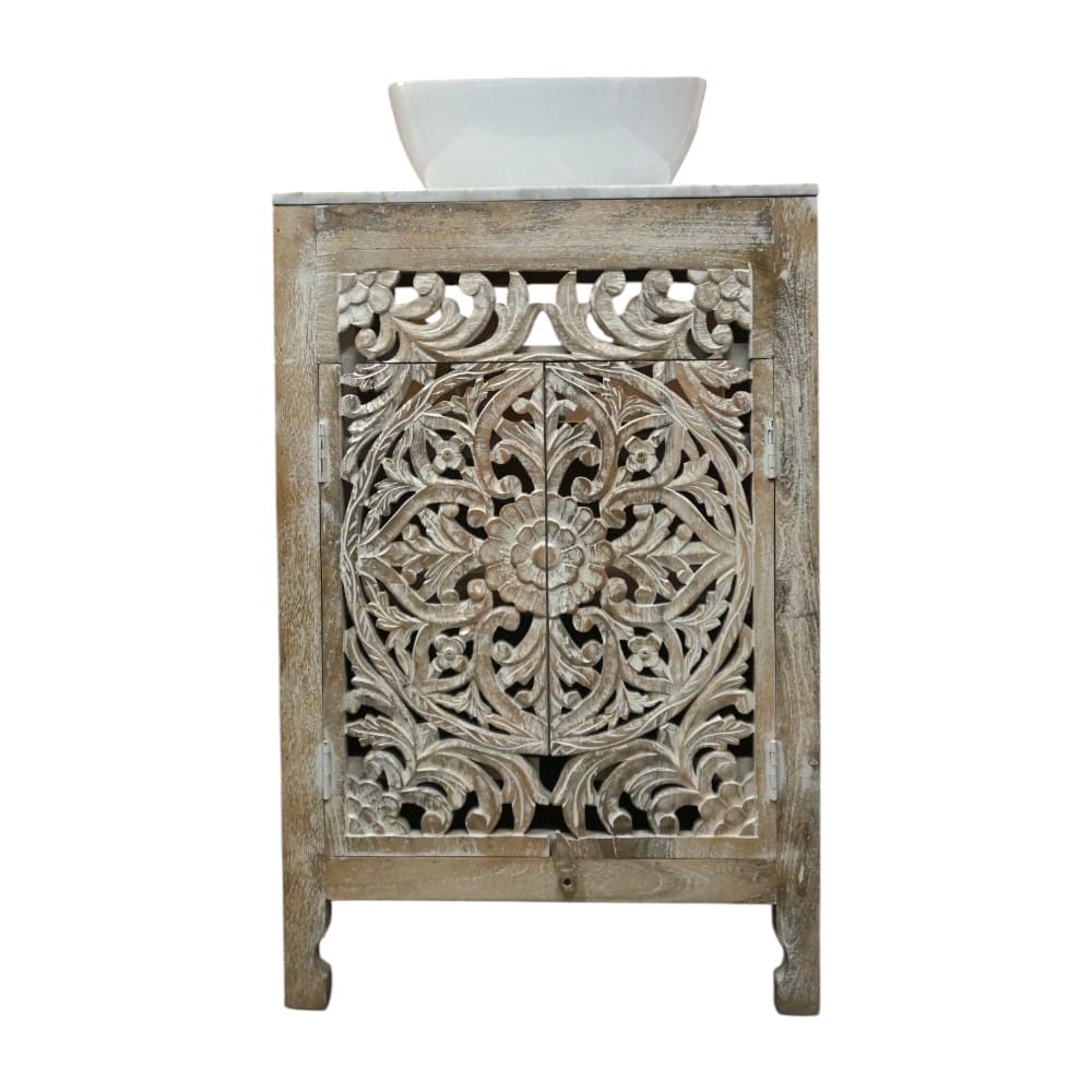 Stunning Natural Wood 24" Vanity Hand-carved image 1