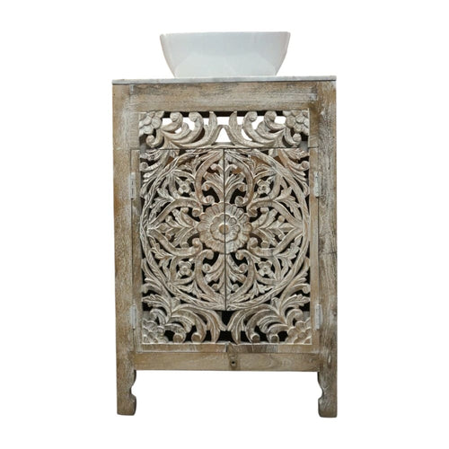 Stunning Natural Wood 24" Vanity Hand-carved image 1