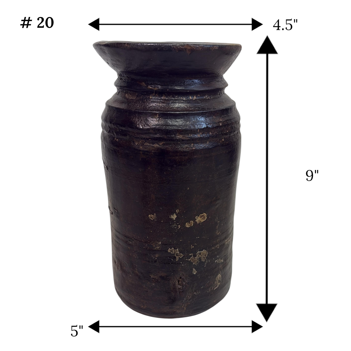 Vintage Acacia Wood Vase | Rustic Dried Flower & Boho Home Decor | Unique Pieces