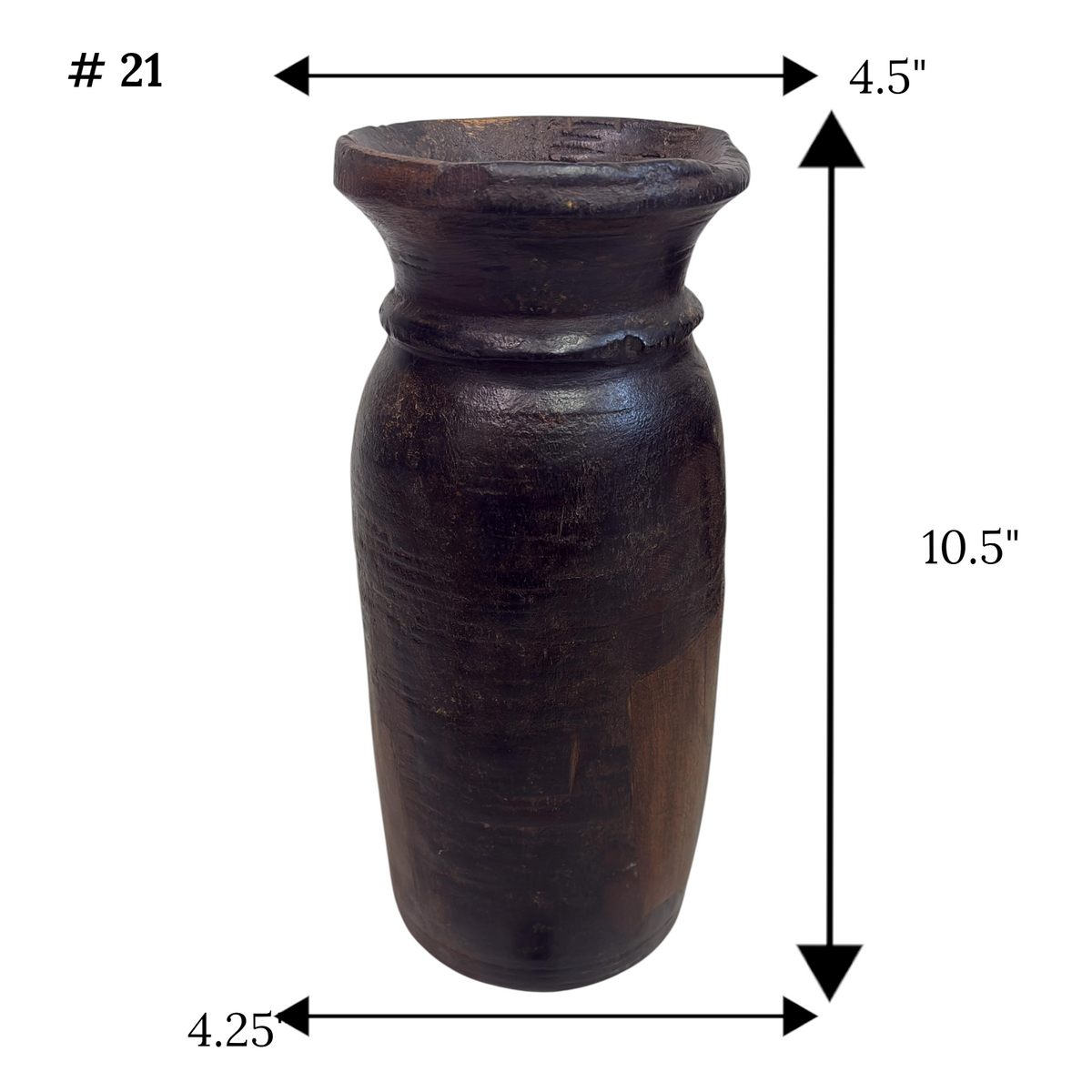 Vintage Acacia Wood Vase | Rustic Dried Flower & Boho Home Decor | Unique Pieces