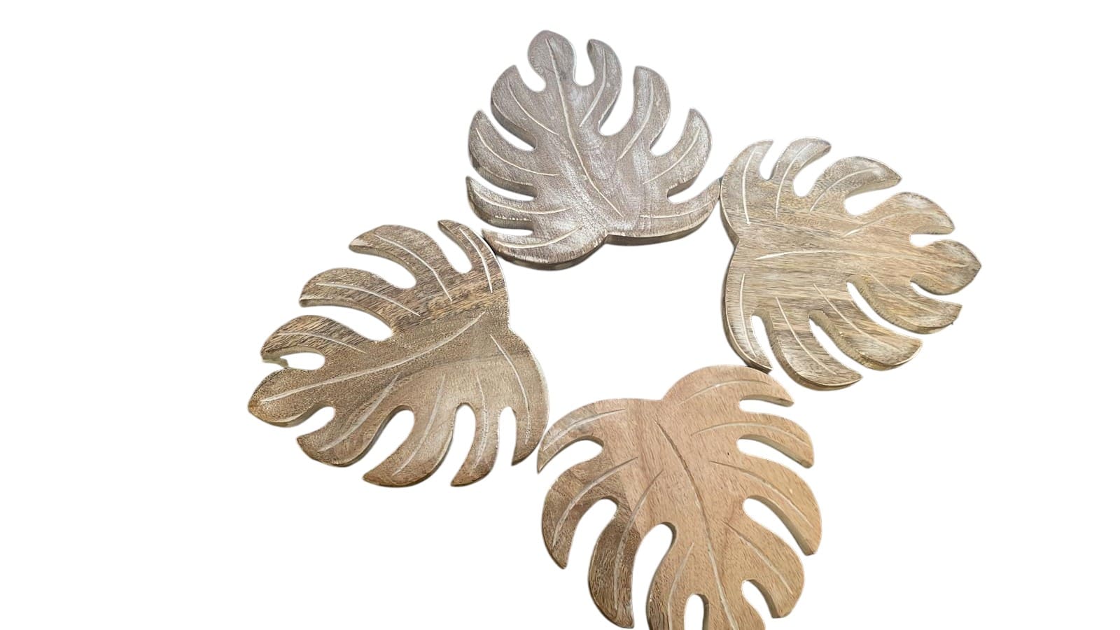 Set of Four Wooden Leaf Trivets image 1