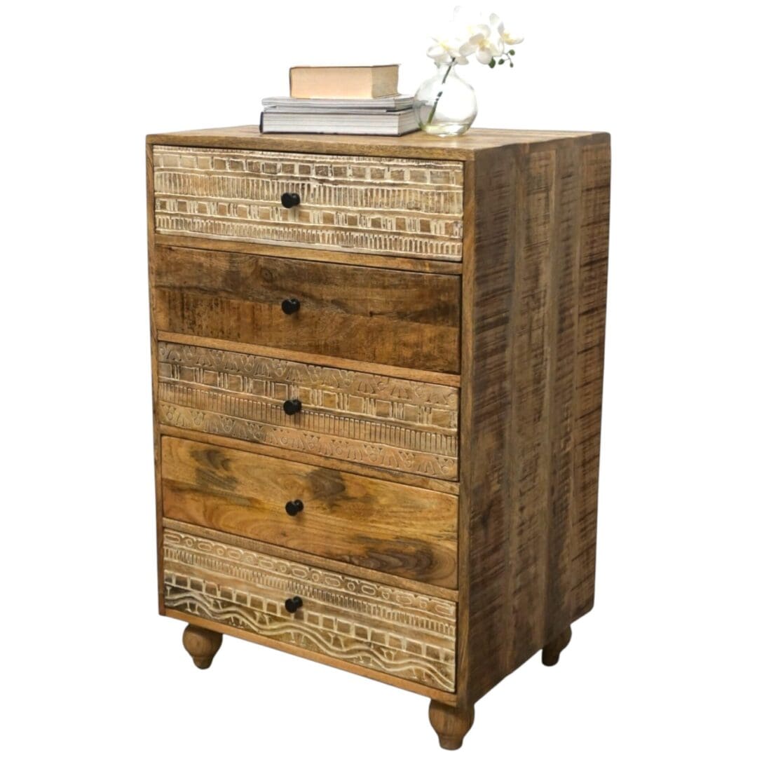 Rustic 5-Drawer Dresser Hand-carved image 6
