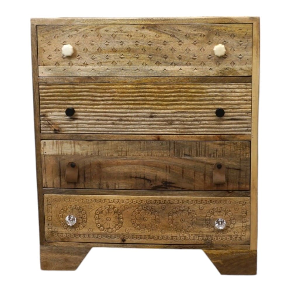 Hand-crafted 4-Drawer Dresser with Hand-Carved Drawers image 2