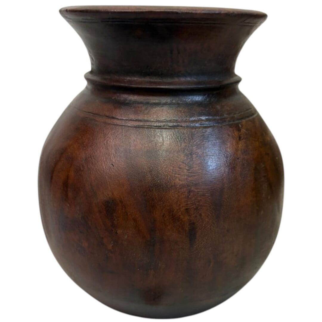 Vintage Acacia Wood Vase Rustic Decor image 14