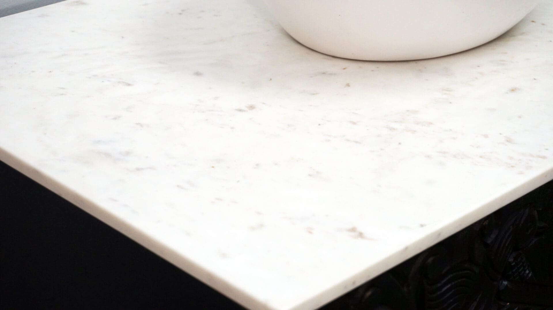 Black Bathroom Vanity Hand-Carved with Marble Top and Basin image 5