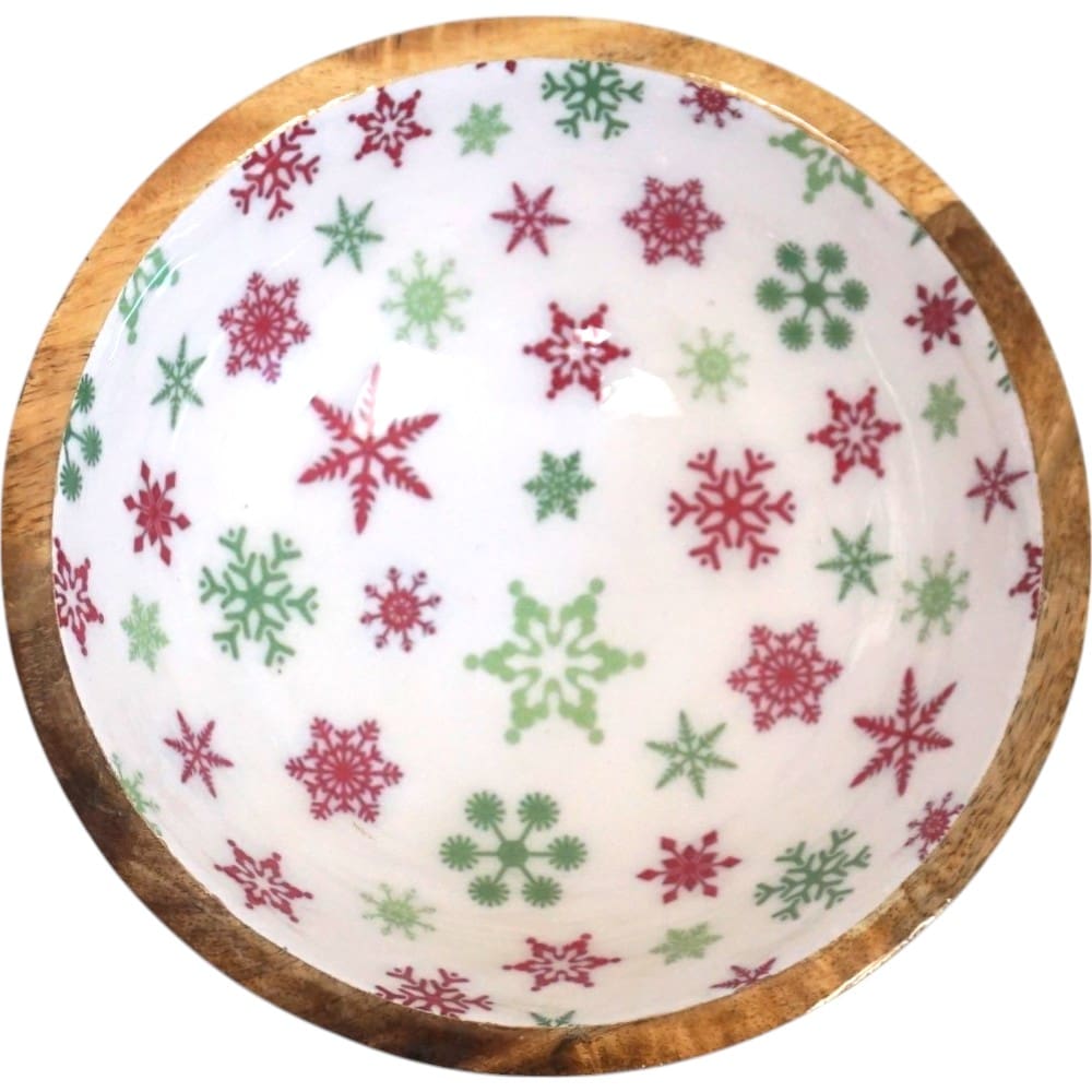 Set of 2 Winter Bowls in Natural Wood with White Enamel image 6