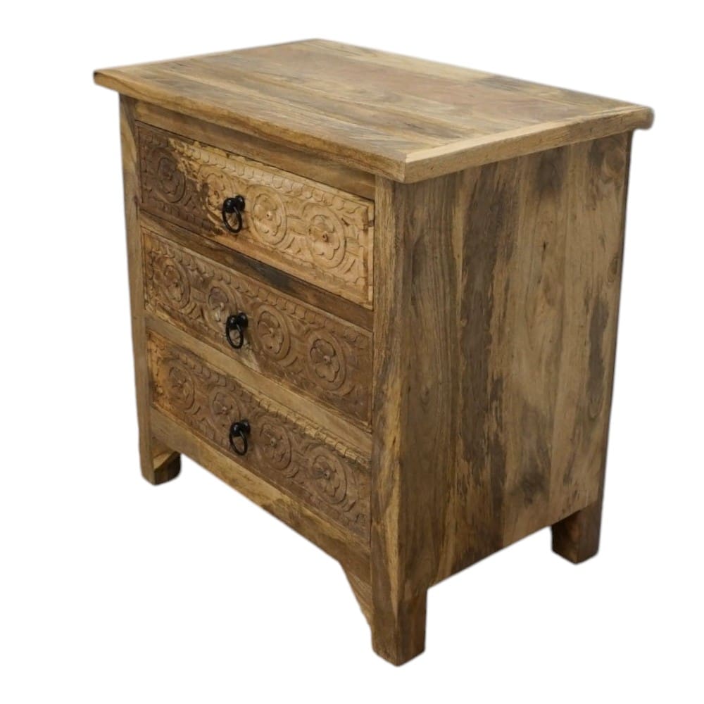 3-Drawer Side Table/Nightstand Hand-Carved image 8
