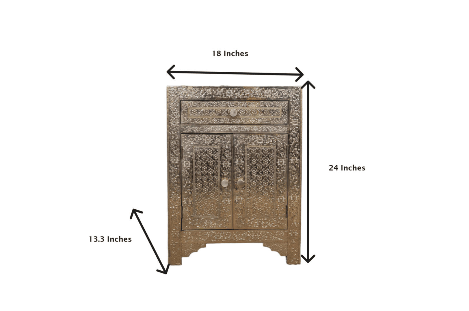 White Metal Side Table Hand-Embossed image 11