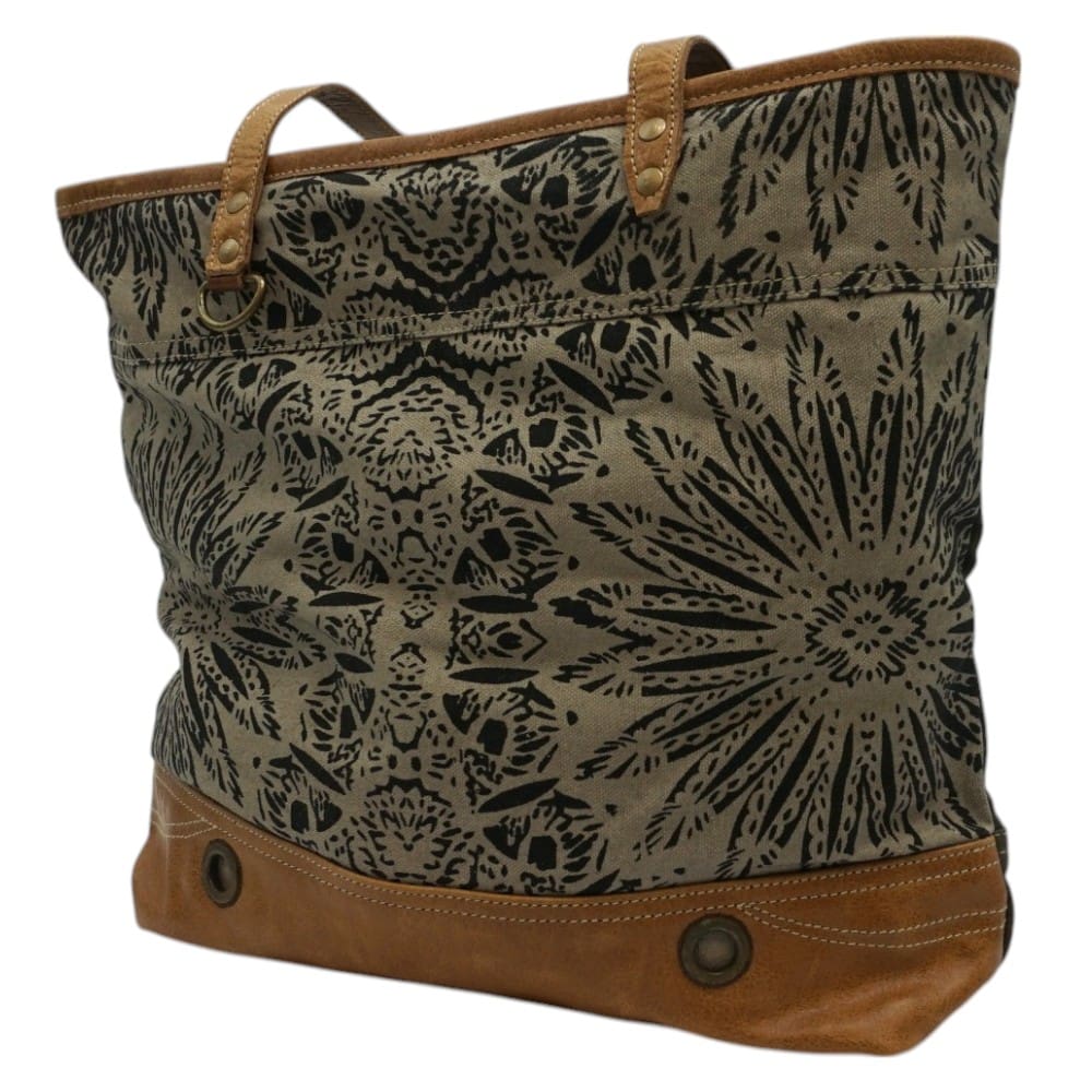 Cotton Canvas Mandala Purse with Leather Straps image 1