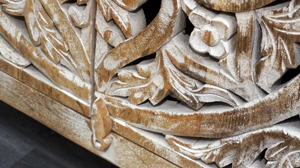 Natural Wood Vanity Gorgeous Hand-carved Detail Timeless Style image 10