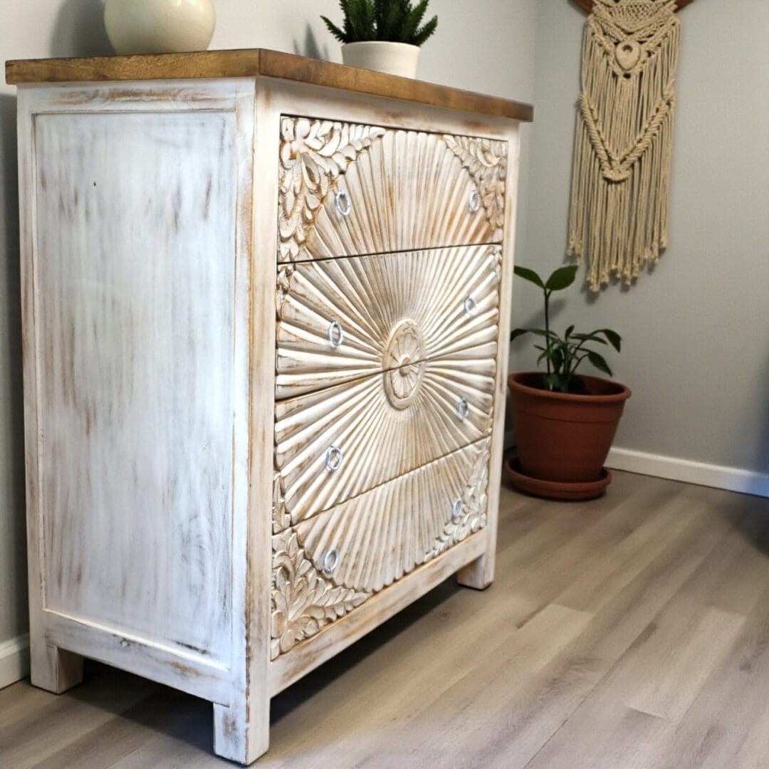 Hand-Carved Four Drawer Dresser image 0