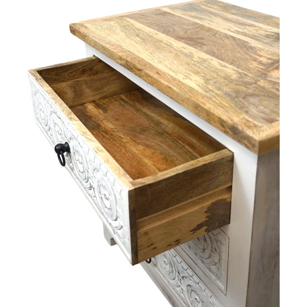 3-Drawer Natural/Whitewashed Side Table/Nightstand image 9
