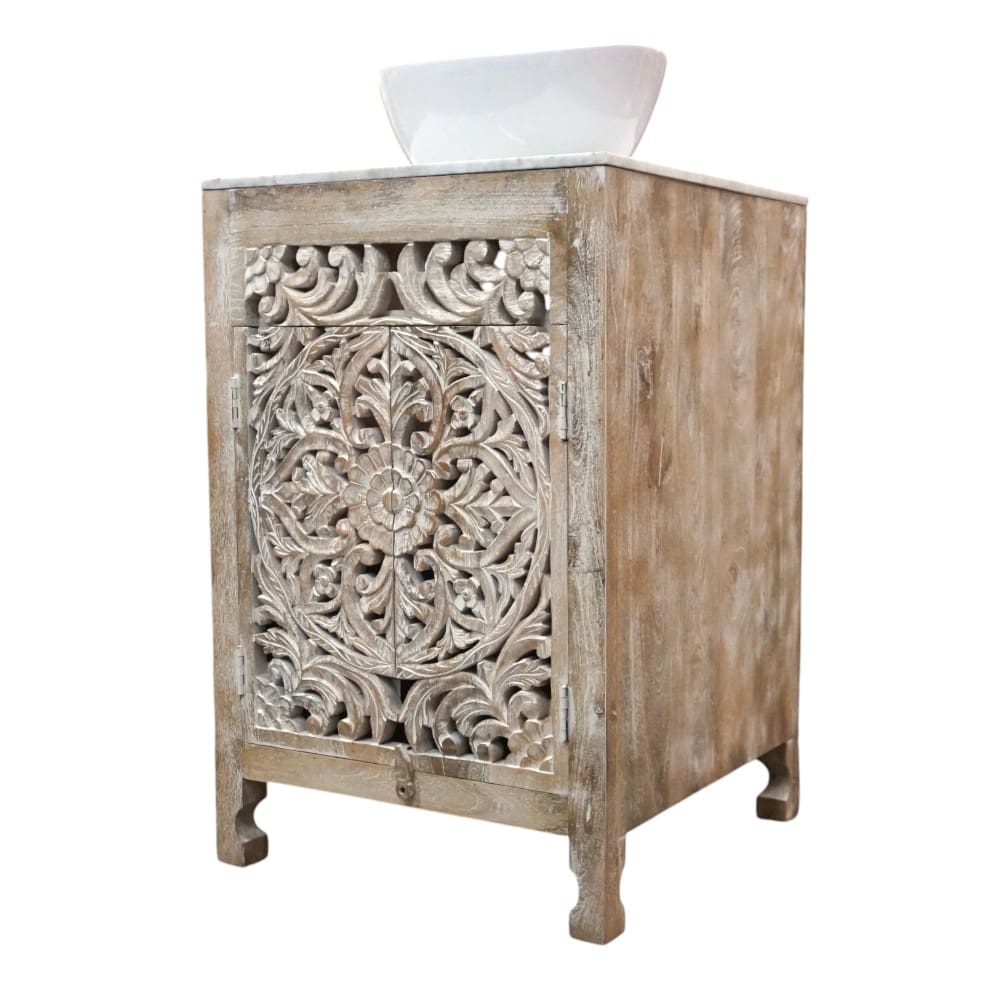 Stunning Natural Wood 24" Vanity Hand-carved image 4