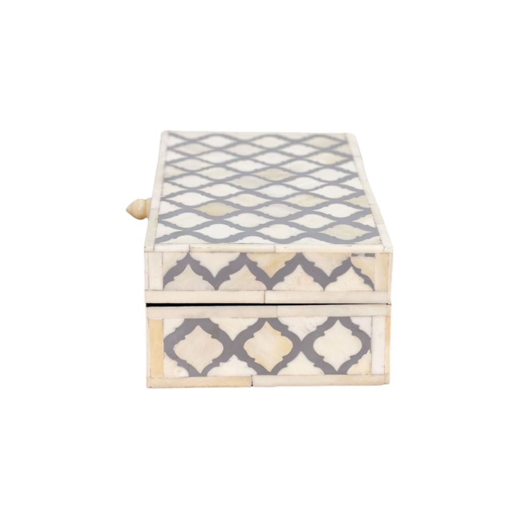 Rectangle Box Gray and White Bone Inlay Hand-crafted image 4