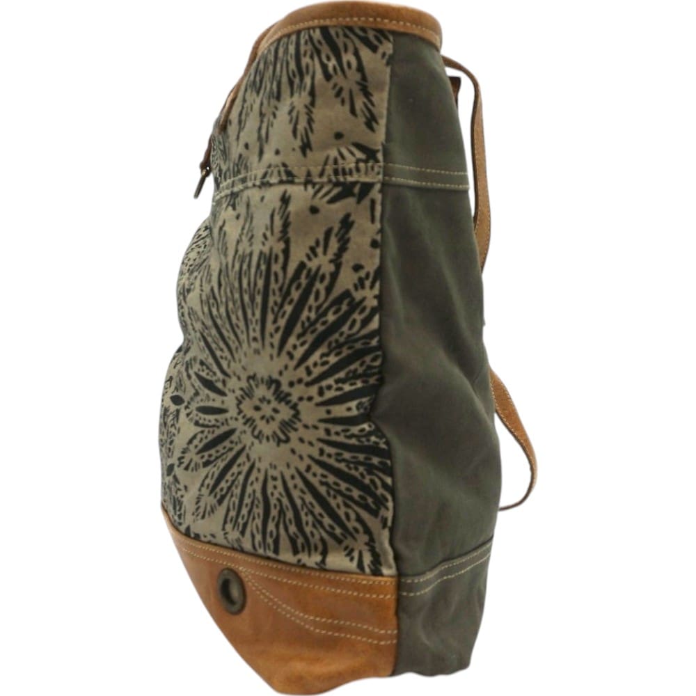 Cotton Canvas Mandala Purse with Leather Straps image 3