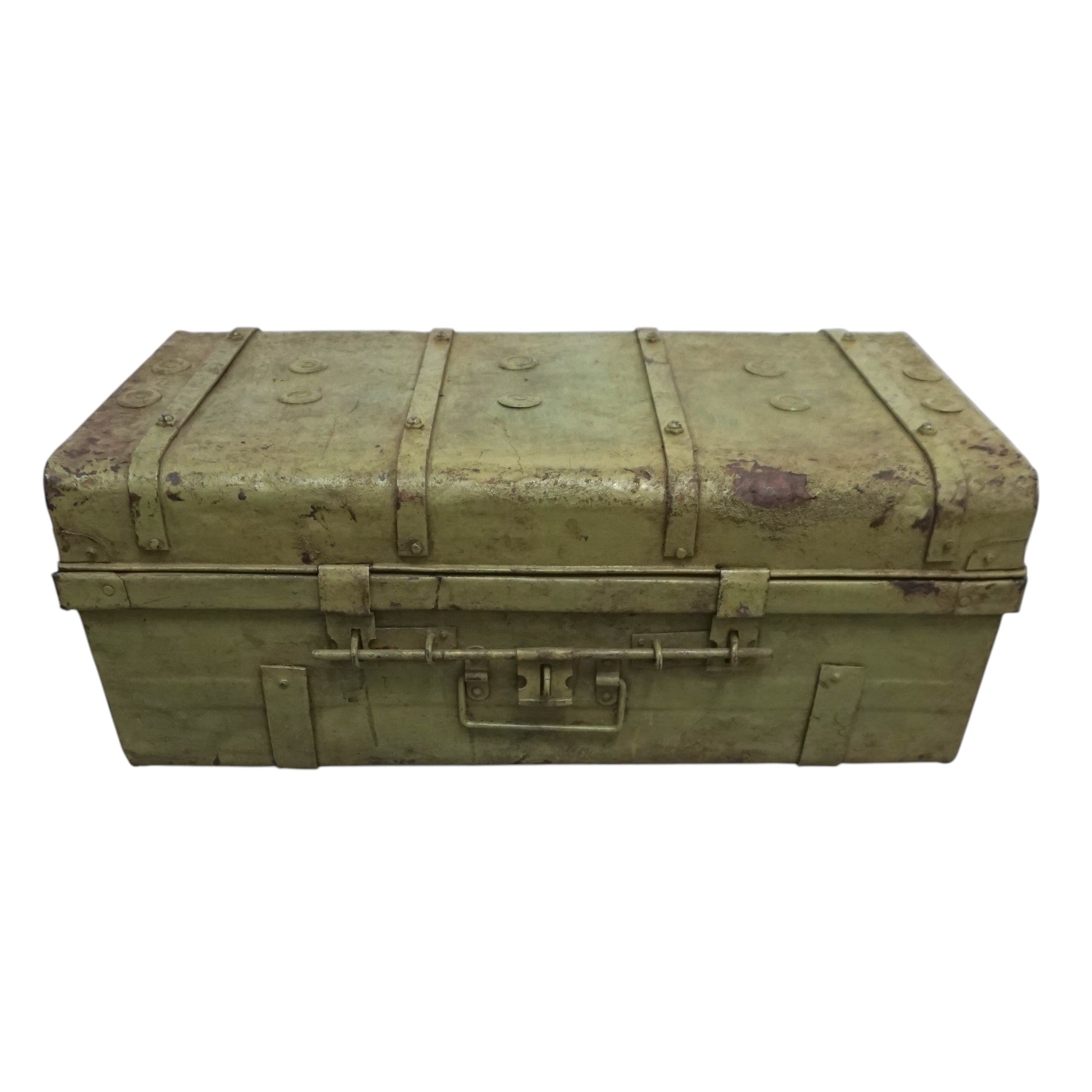 Vintage Metal Travel Trunk | Early 20th Century Indian Railway Case