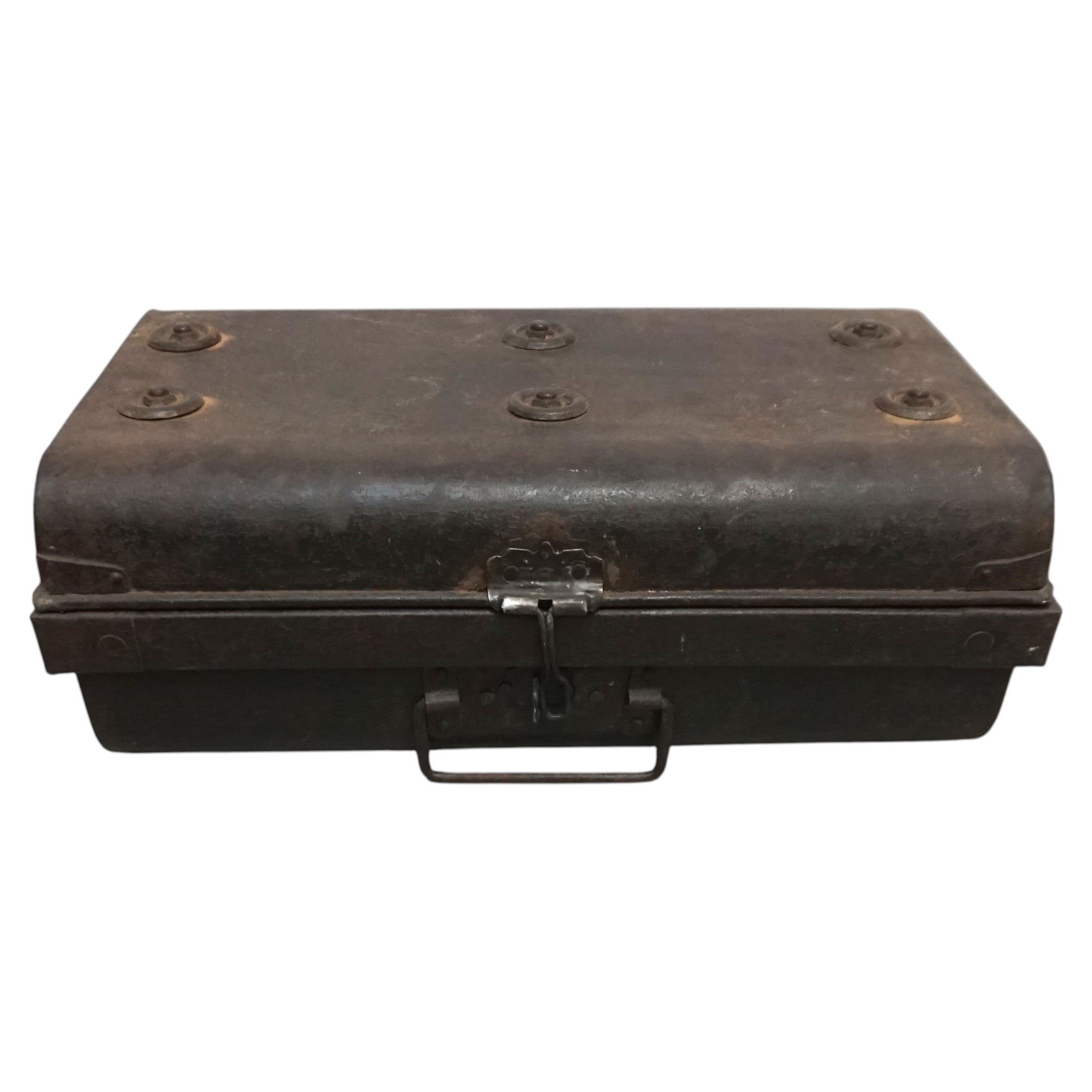 Vintage Brown Metal Travel Case | Early 20th Century Indian Railway Trunk