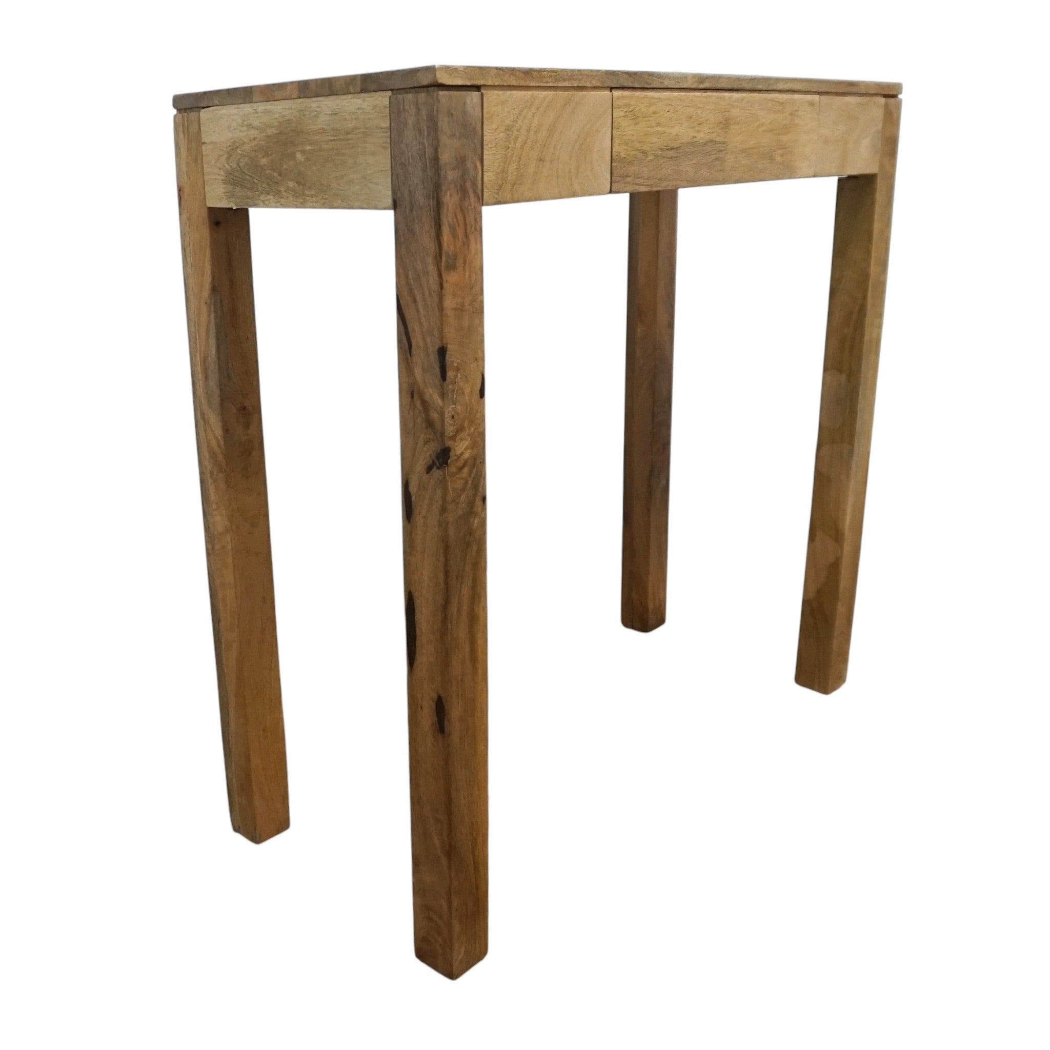 Solid Mango Wood Tall Console Table & Kitchen Island | Hidden Drawer & Natural Finish
