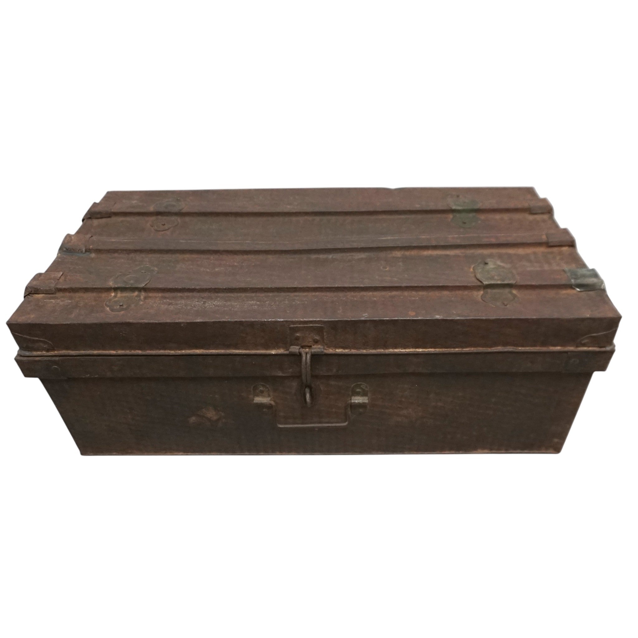 Vintage Metal Travel Trunk | Rustic Storage | Modern Farmhouse Decor