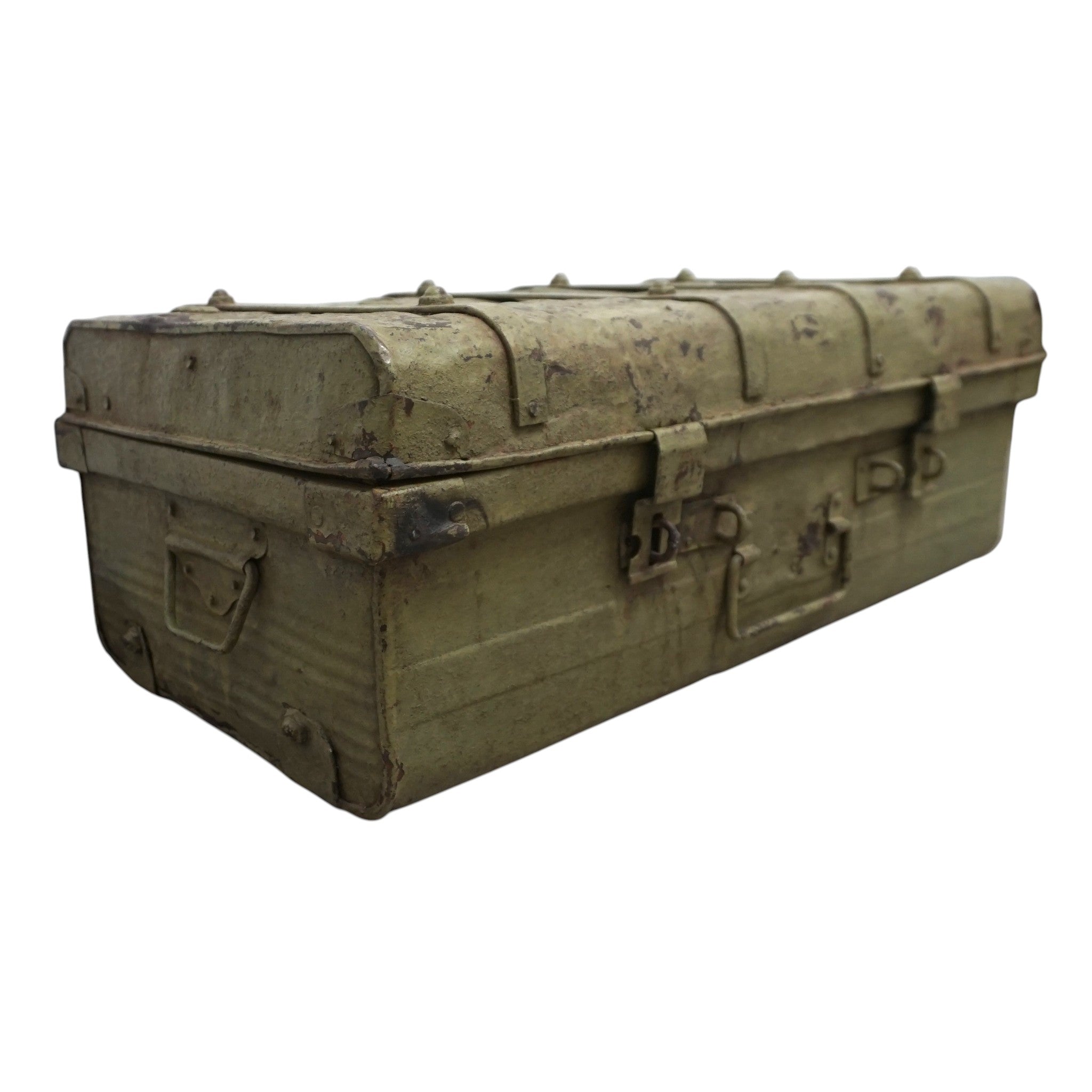 Vintage Metal Travel Trunk | Rustic Storage