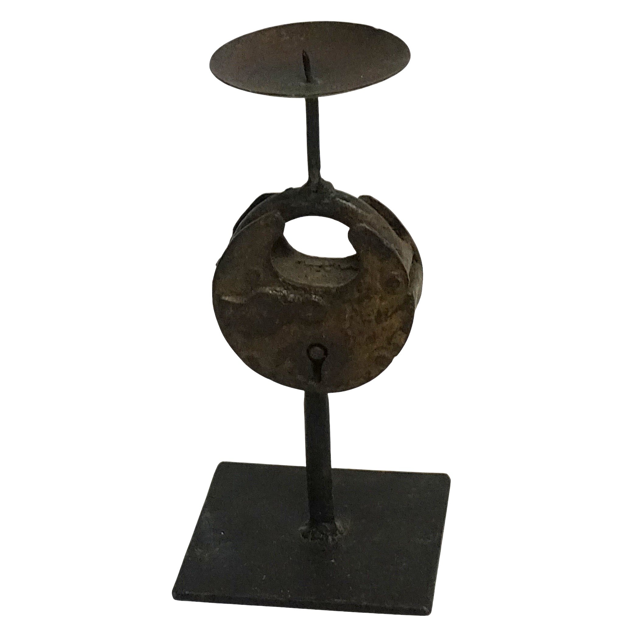 Reclaimed Vintage Lock Candlesticks | Rustic Metal Stand & Aged Patina