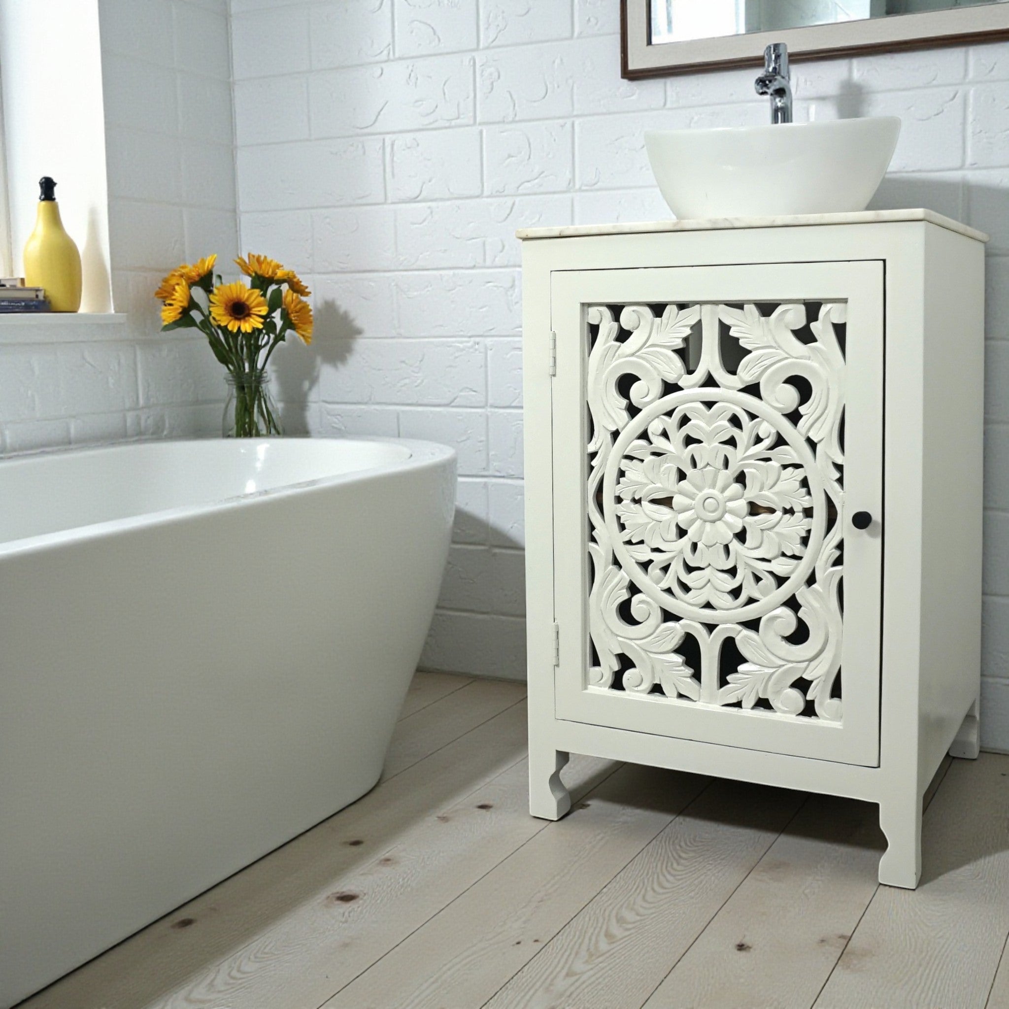 Hand-carved 24″ Vanity Stunning Natural Wood