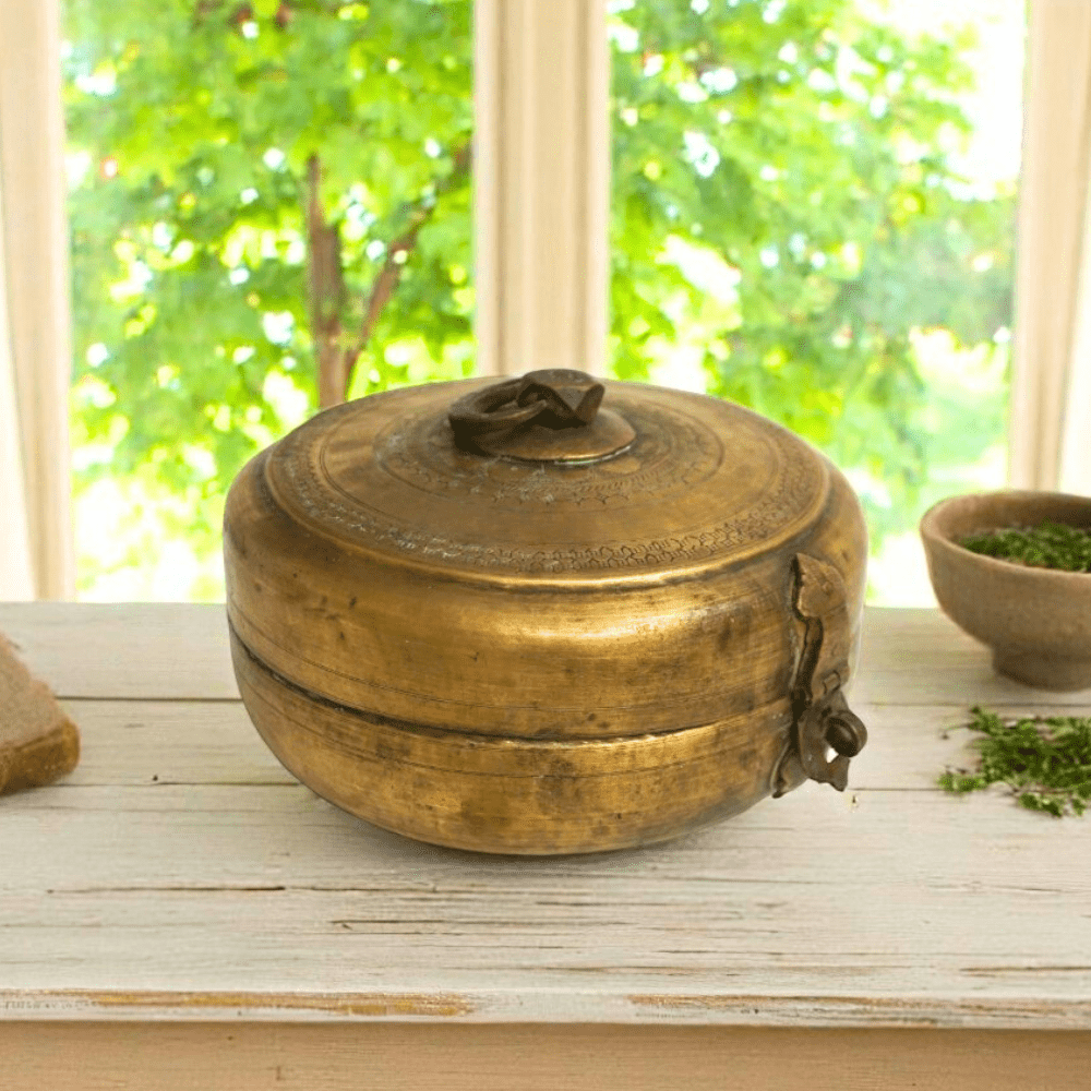 Vintage Brass Katordan Chapati Warmer Box image 5