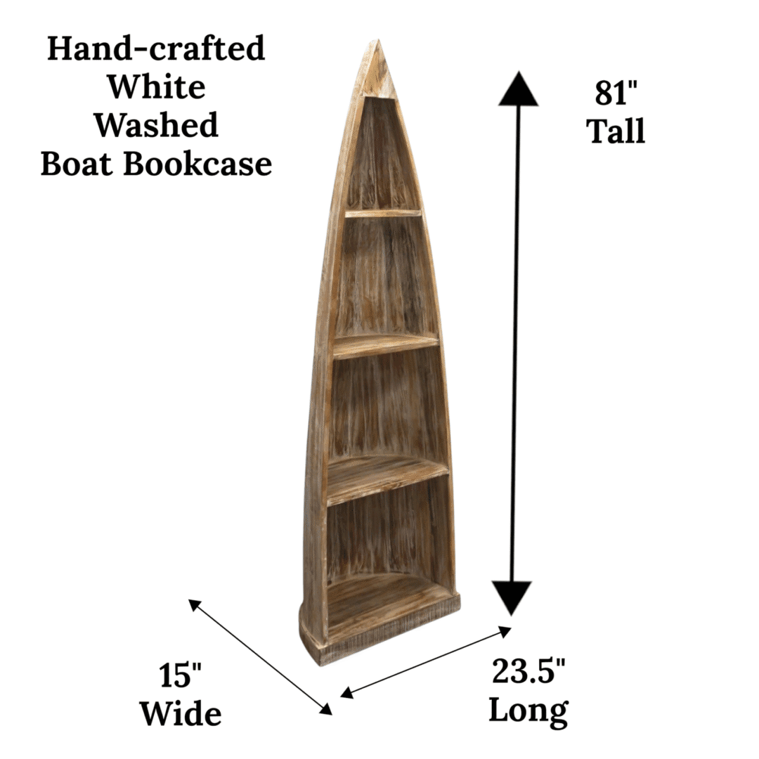 Whitewashed Boat Bookcase Hand-crafted image 9