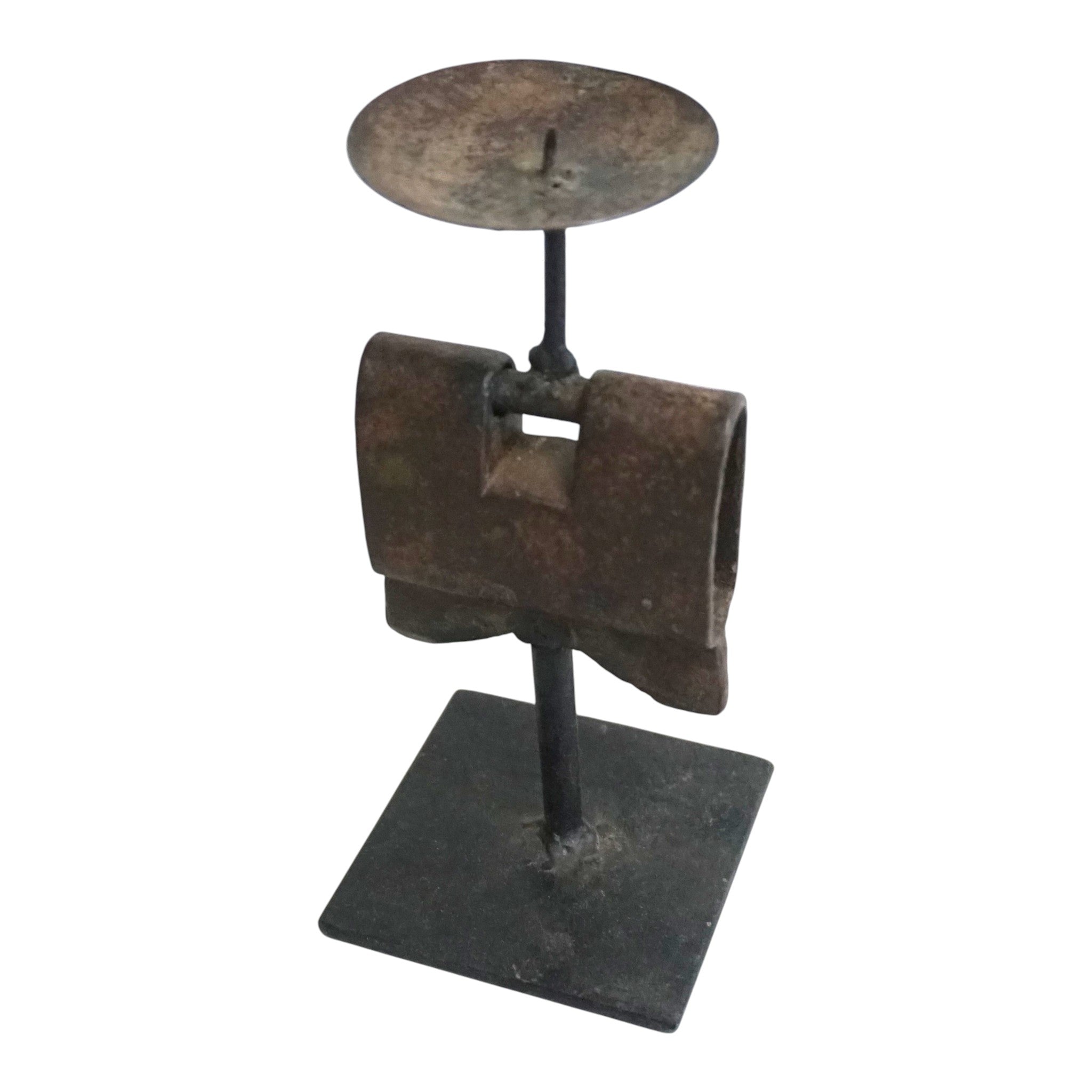 Reclaimed Vintage Lock Candlesticks | Rustic Metal Stand & Aged Patina