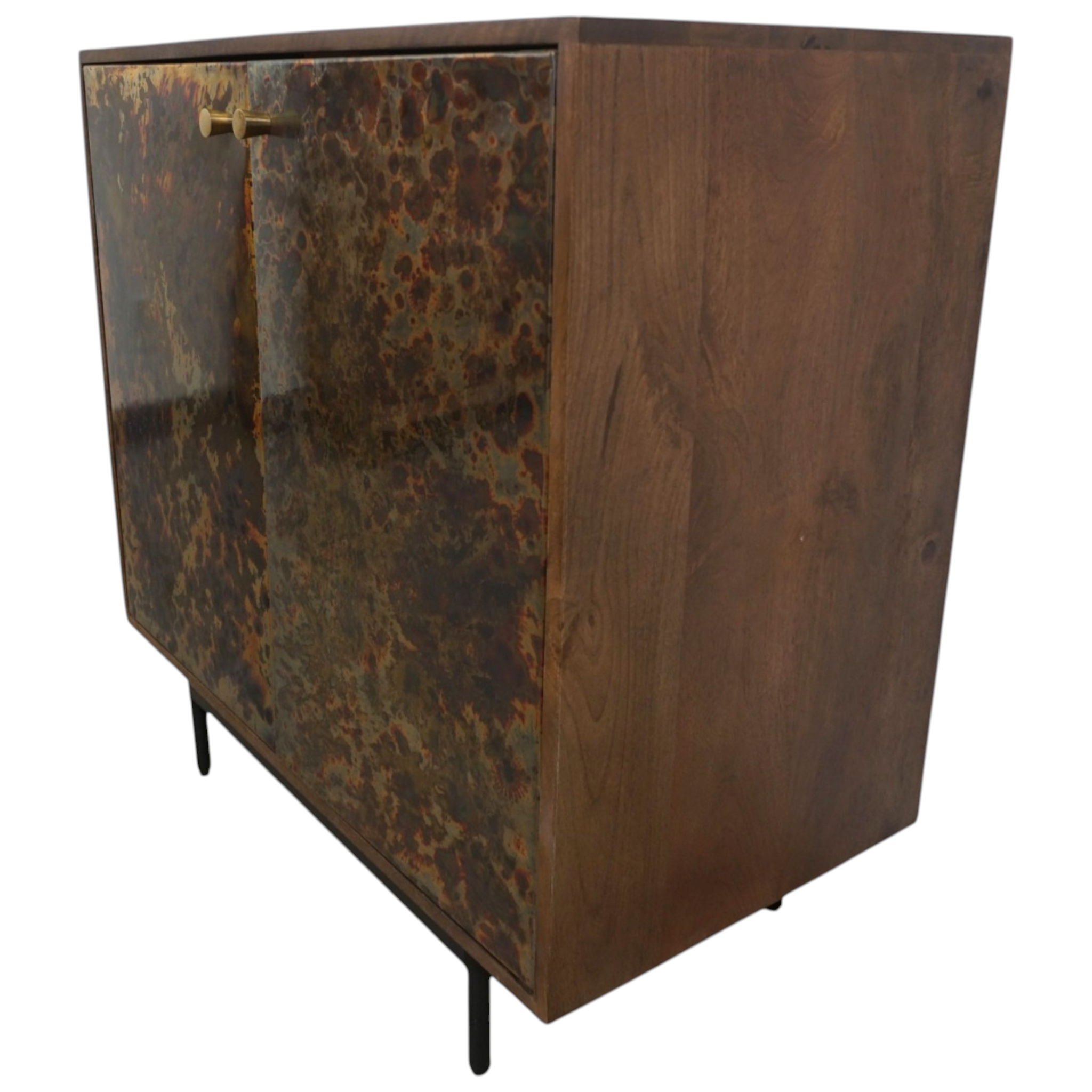 Handcrafted Mango Wood Cabinet | Patina Metal Doors – Modern Industrial Farmhouse Sideboard
