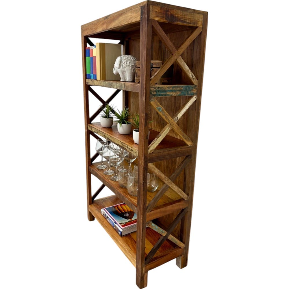 Rustic Living Room Set - Reclaimed Wood Display Bookcase & 2 Side Tables image 7