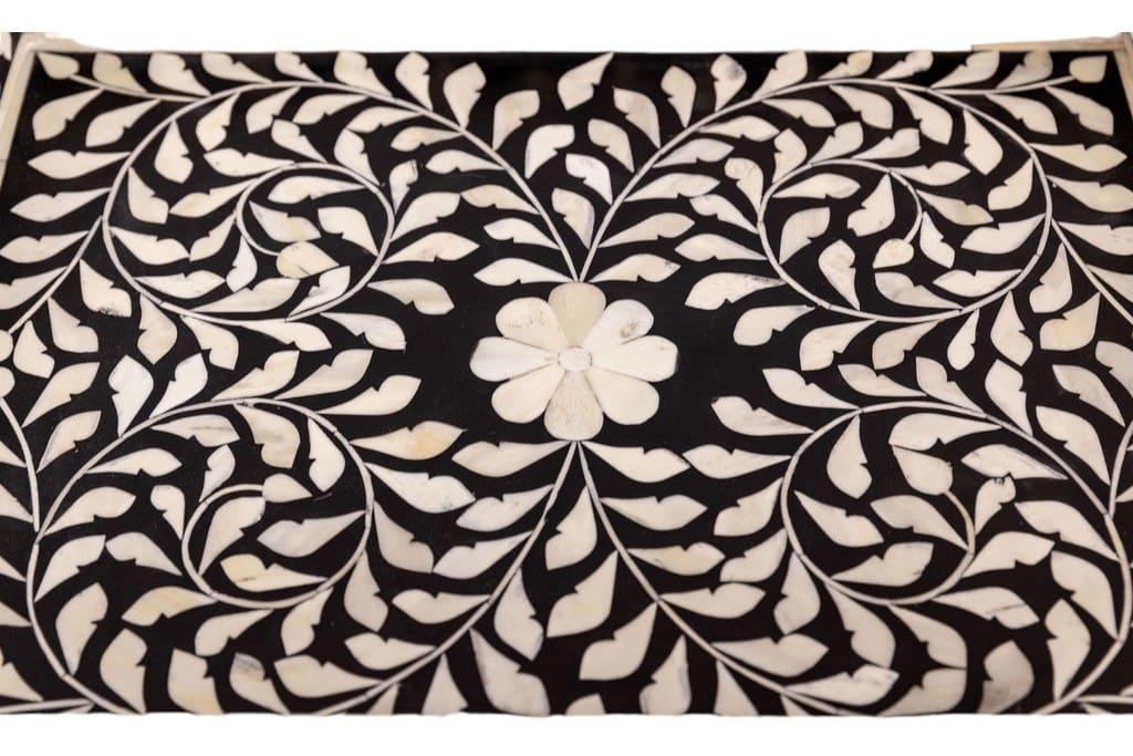 Floral Black and White Decorative Tray image 2