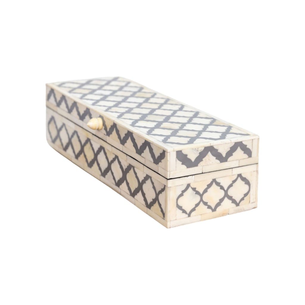 Long Rectangle Box Gray and White Inlay image 5
