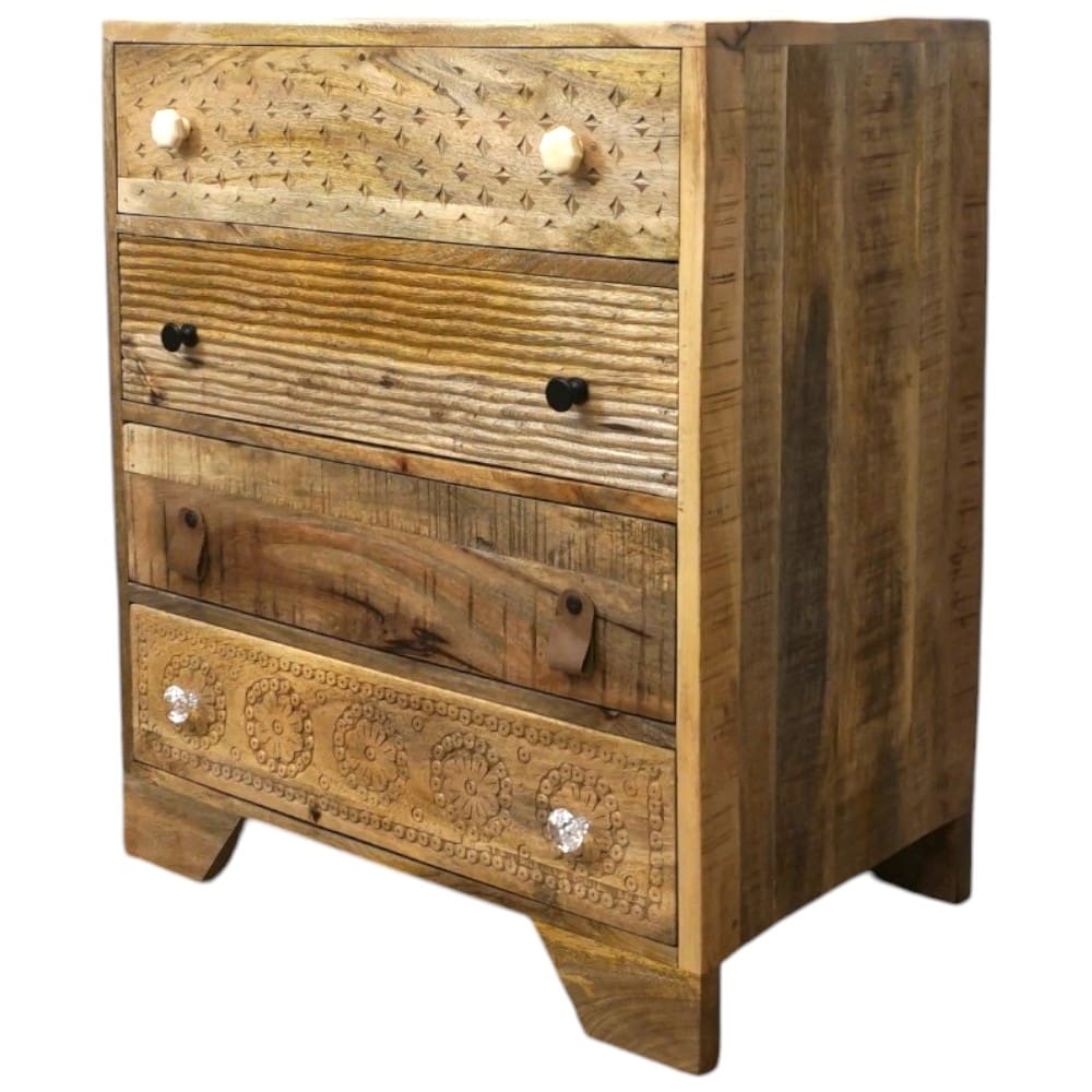 Hand-crafted 4-Drawer Dresser with Hand-Carved Drawers image 4
